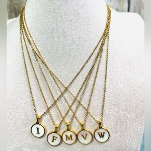 Mother of Pearl Gold Initial Pendant Necklace